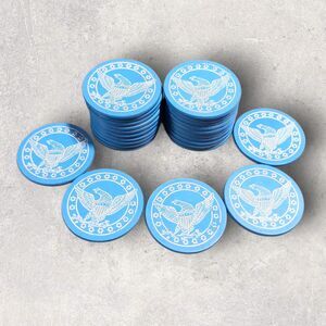 Lot 25 Blue Original VNTG Federal Eagle Poker Chips Double Sided Bakelite Solid